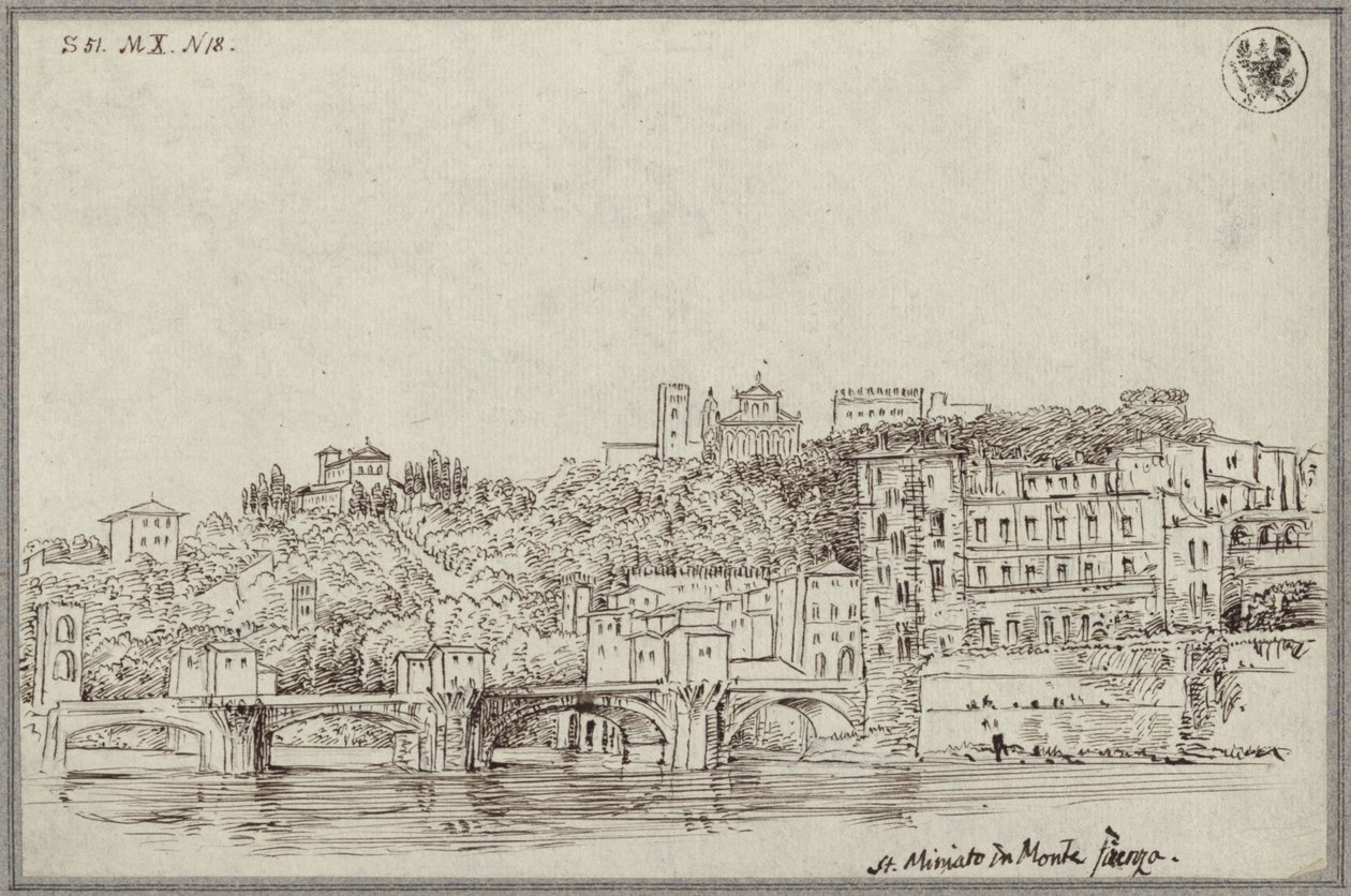 View over the Arno to San Miniato al Monte in Florence by Karl Friedrich Schinkel