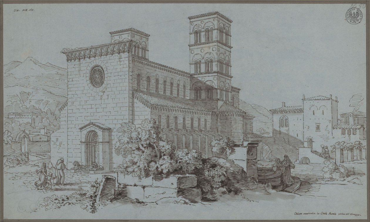 "Saracenic Church in Cittaducale near Abruzzo" / The Church of Santa Maria del Popolo in Cittaducale by Karl Friedrich Schinkel