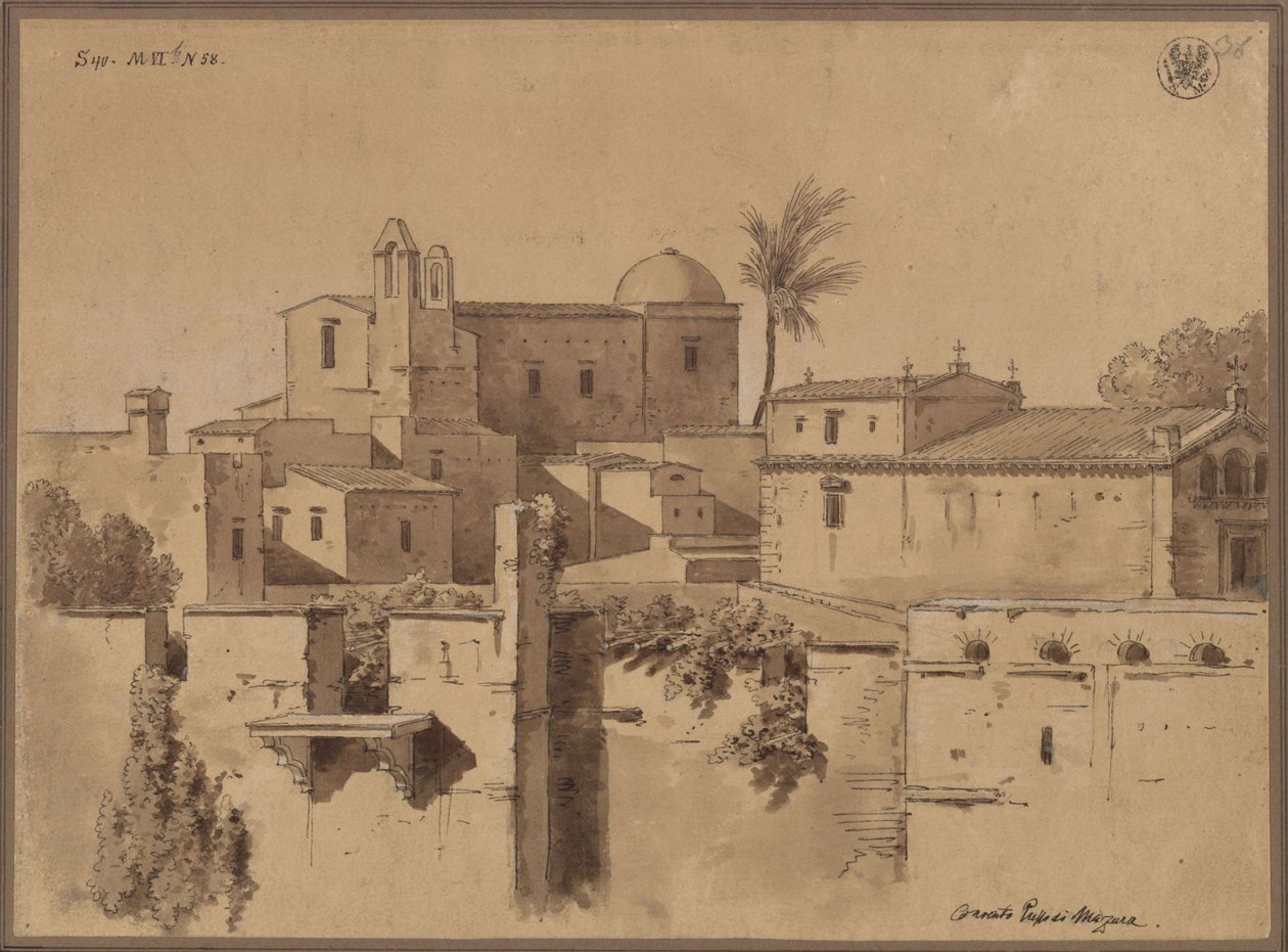 Convent Near Mazara / Monastery or Church in Marsala, Sicily by Karl Friedrich Schinkel