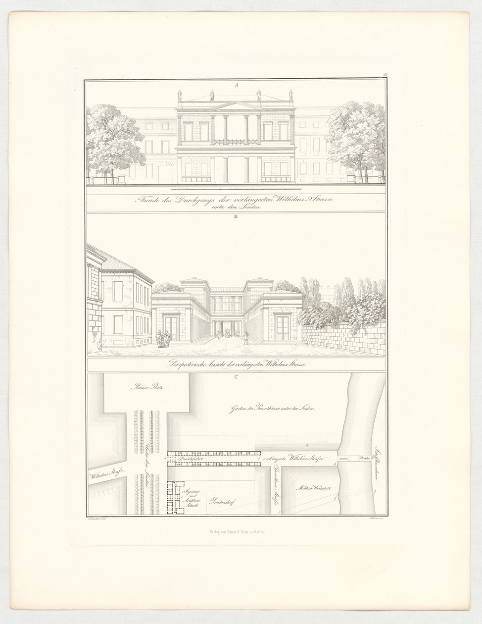 The Extended Wilhelmsstrasse, Plate 19 from the Series "Collection of Architectural Designs" by Karl Friedrich Schinkel