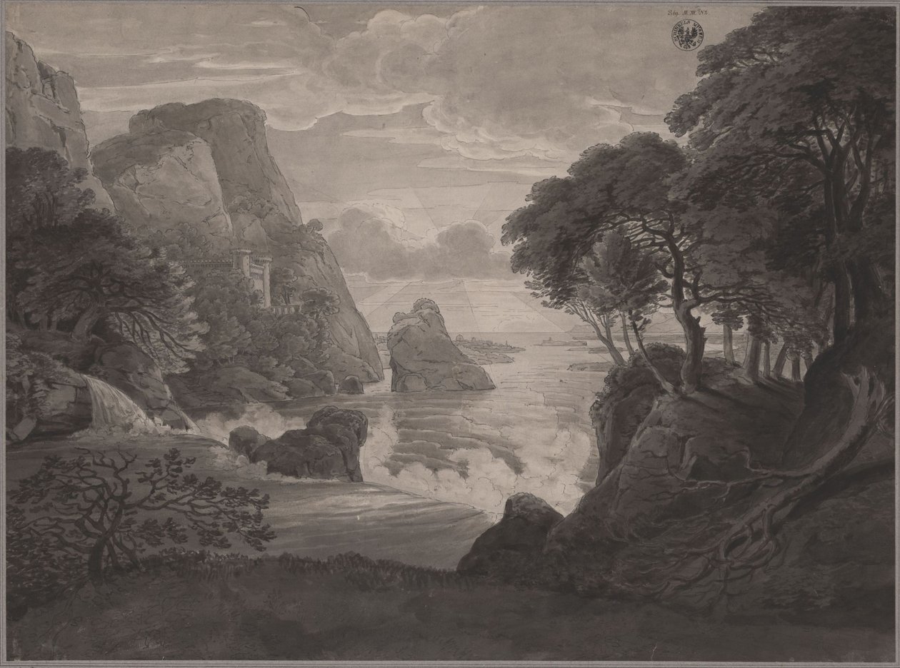 Rocky Coastal Landscape with a Castle by Karl Friedrich Schinkel