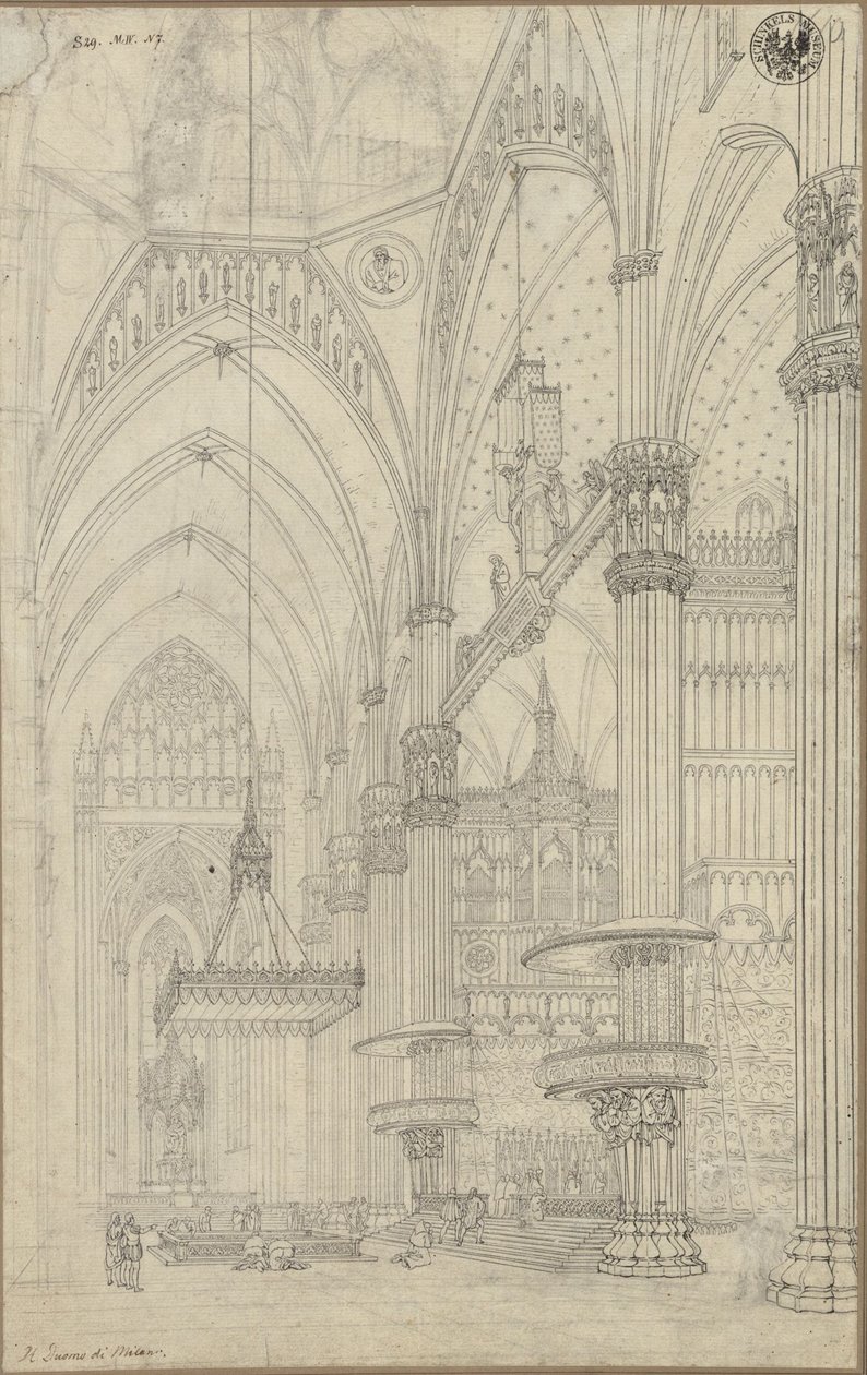 Interior View of the Transept of the Milan Cathedral / View into the Crossing and the Northern Transept of the Milan Cathedral by Karl Friedrich Schinkel