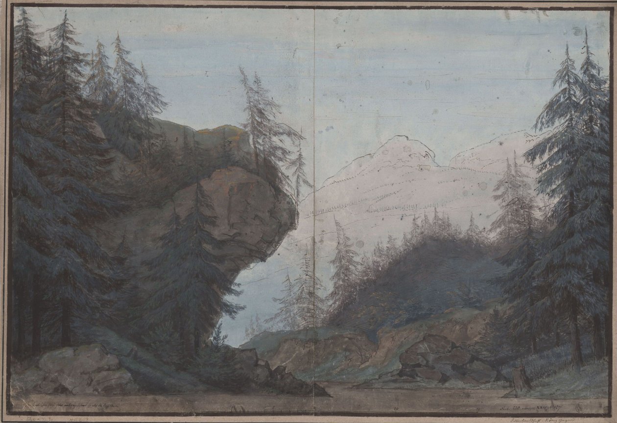 King Yngurd. Tragedy by Adolf Müllner. Design for the 3rd Decoration. Forest Scene by Karl Friedrich Schinkel