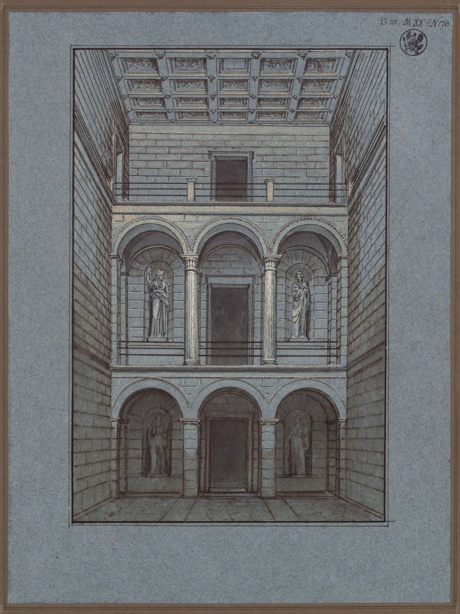 Köstritz. Castle. Vestibule, Entrance Side. View by Karl Friedrich Schinkel