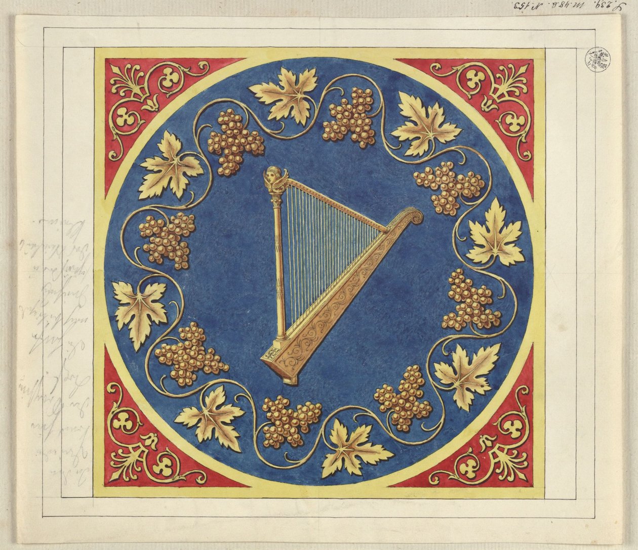 Medallion Design with Golden Harp by Karl Friedrich Schinkel