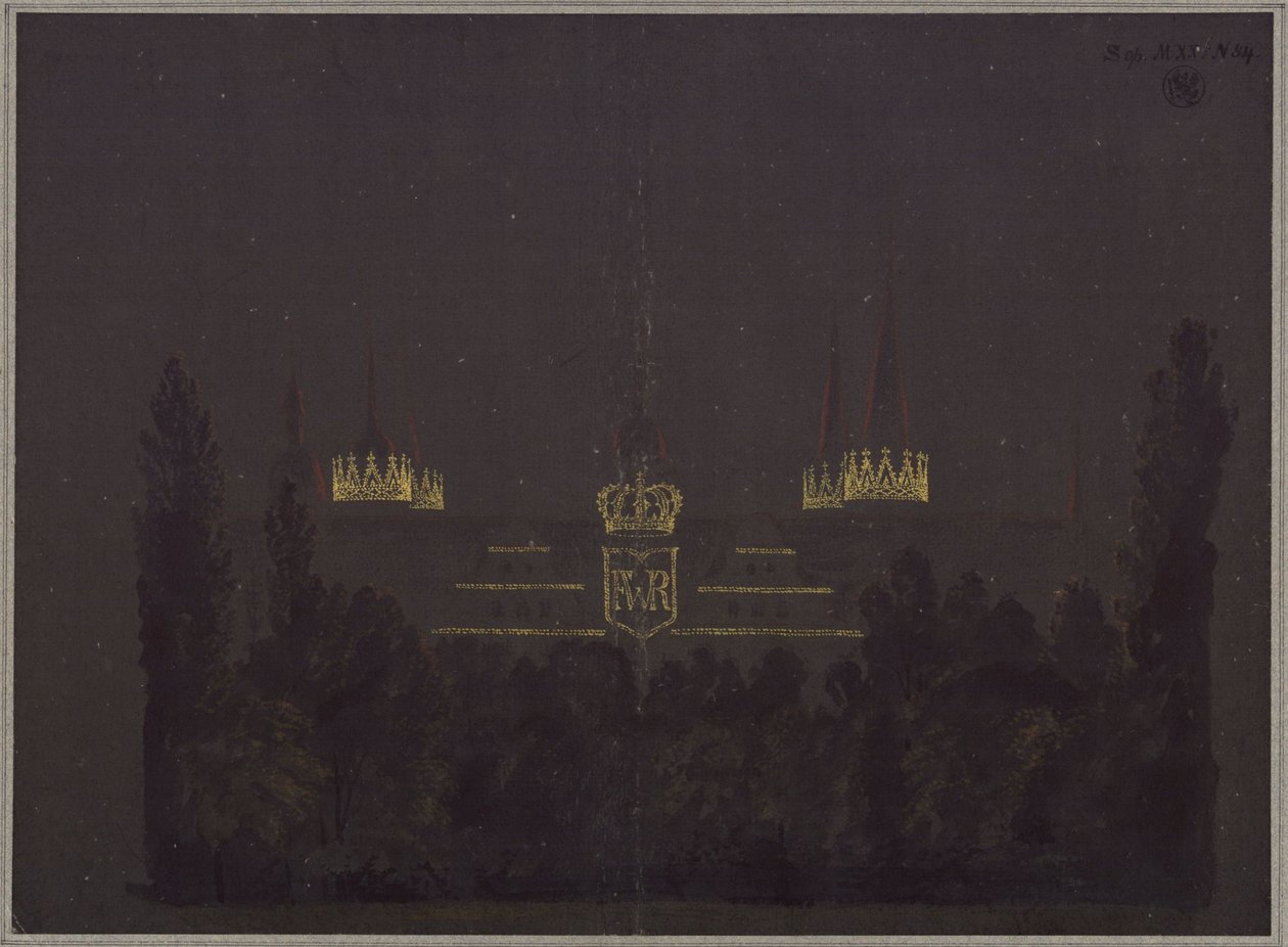 Merseburg. Castle. Design for the Illumination of the Castle on the Occasion of the Homage Celebrations for Frederick William III of Prussia by Karl Friedrich Schinkel