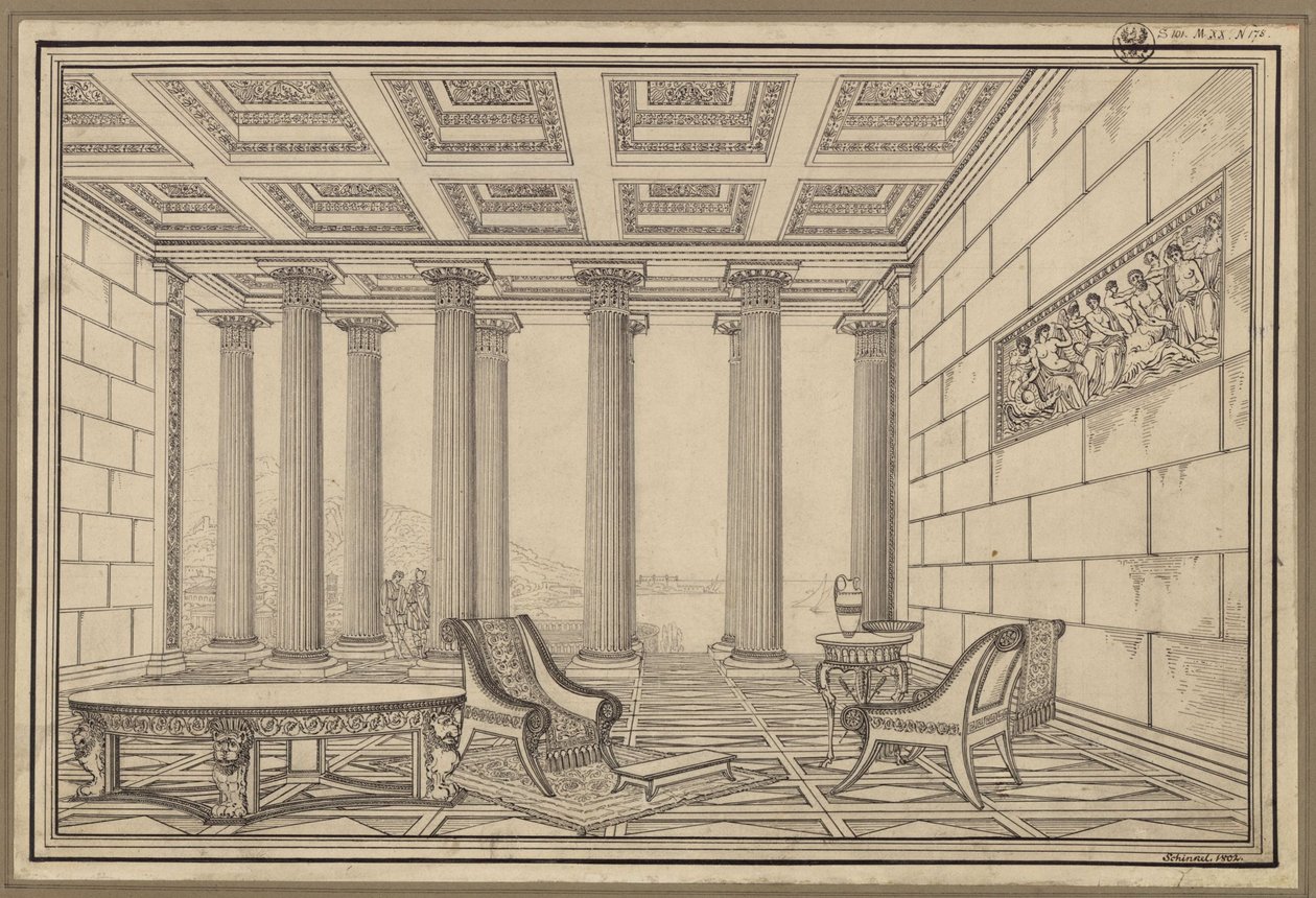 Open Hall by the Sea in Ancient Style by Karl Friedrich Schinkel