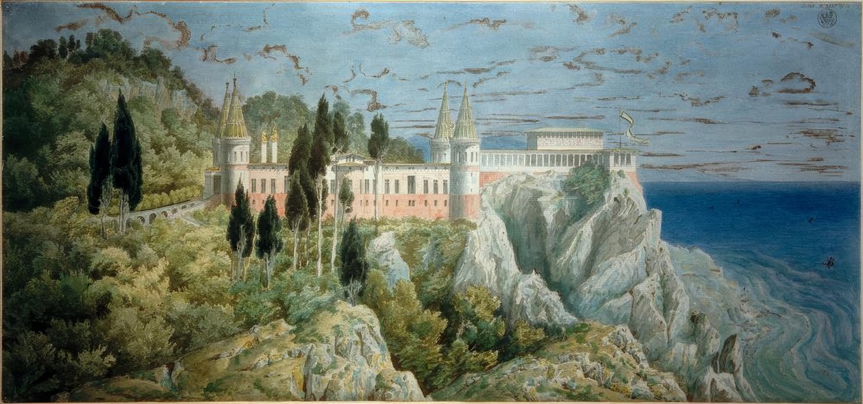 Orianda Castle, View by Karl Friedrich Schinkel