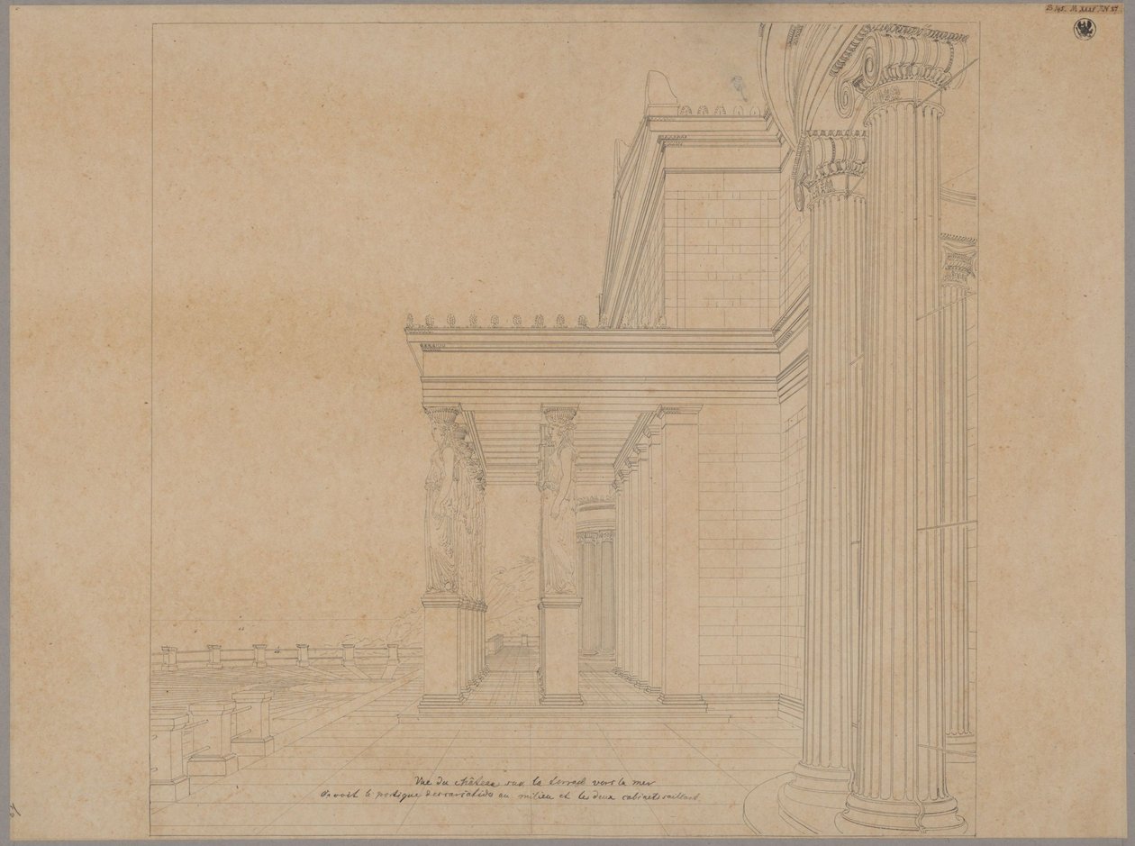 Orianda Castle in Crimea. Antique Design. Castle Terrace with Portico Facing the Sea by Karl Friedrich Schinkel