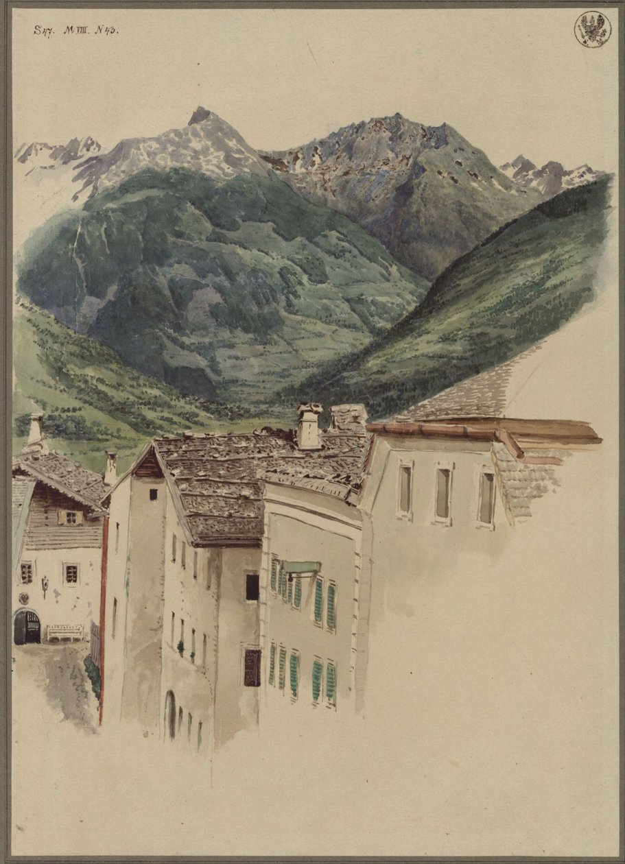 Street in Hofgastein with View of the Hüttelkogel, the Graukogel, the Feuerseng Massif and the Gamskarspitze by Karl Friedrich Schinkel