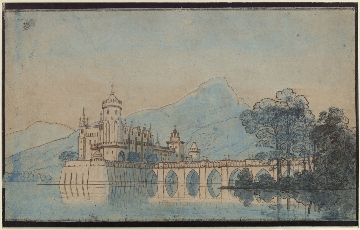 Undine. Opera by E. T. A. Hoffmann. Design of the 9th Decoration. Burg Ringstetten by Karl Friedrich Schinkel