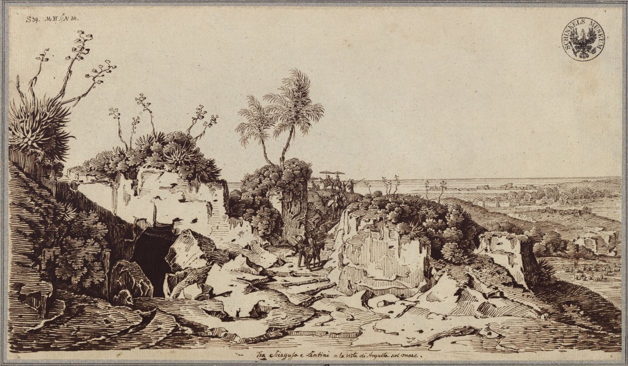 Between Syracuse and Lentini with a View of Augusta and the Sea by Karl Friedrich Schinkel