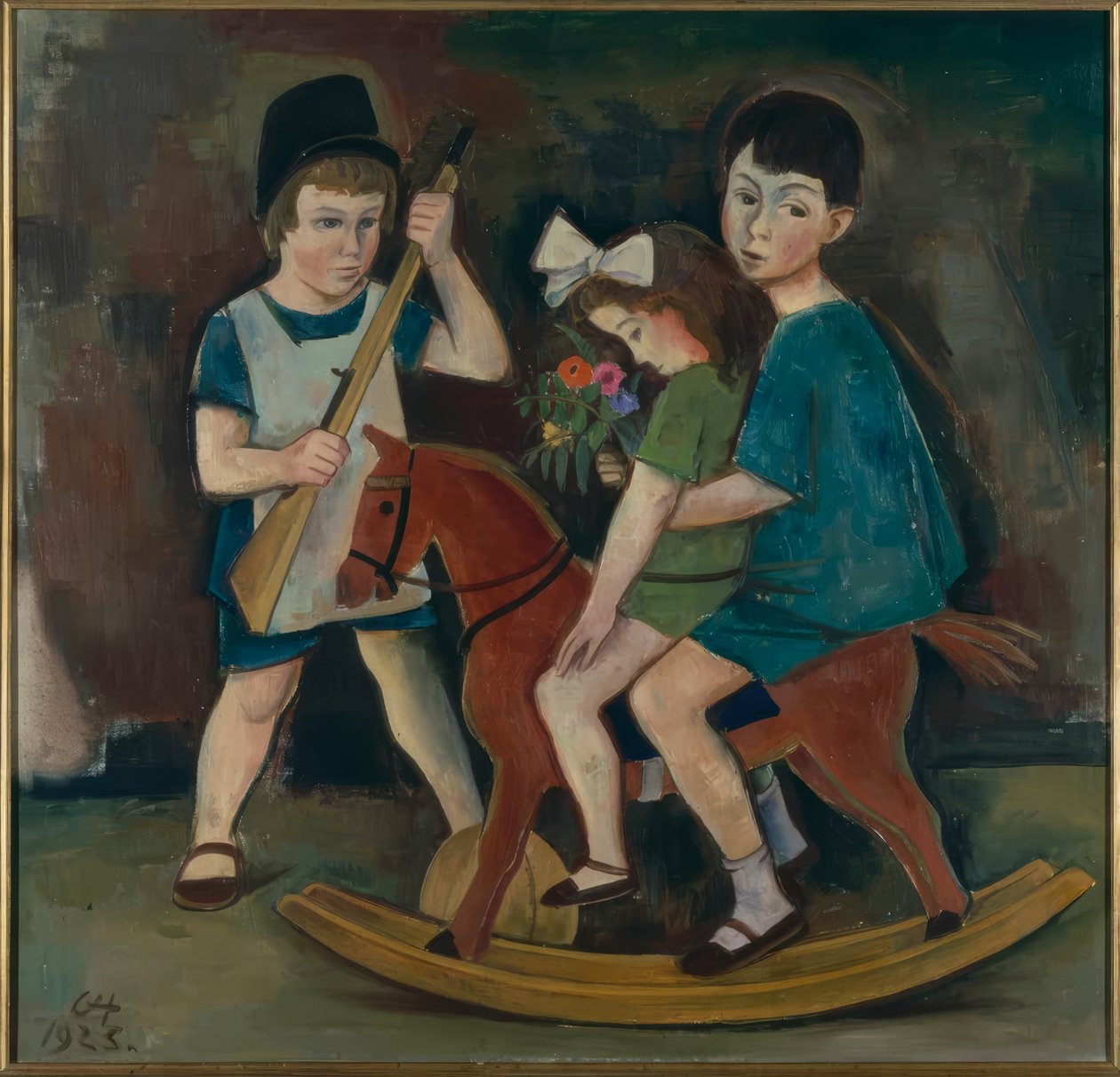 Child Portrait with Rocking Horse by Karl Hofer