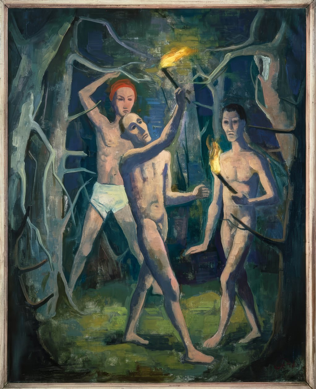 Men with Torches in the Forest by Karl Hofer
