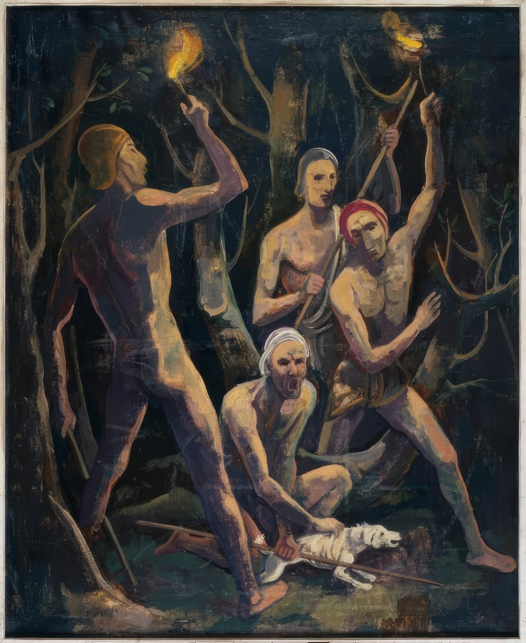 Men with Torches in the Forest by Karl Hofer