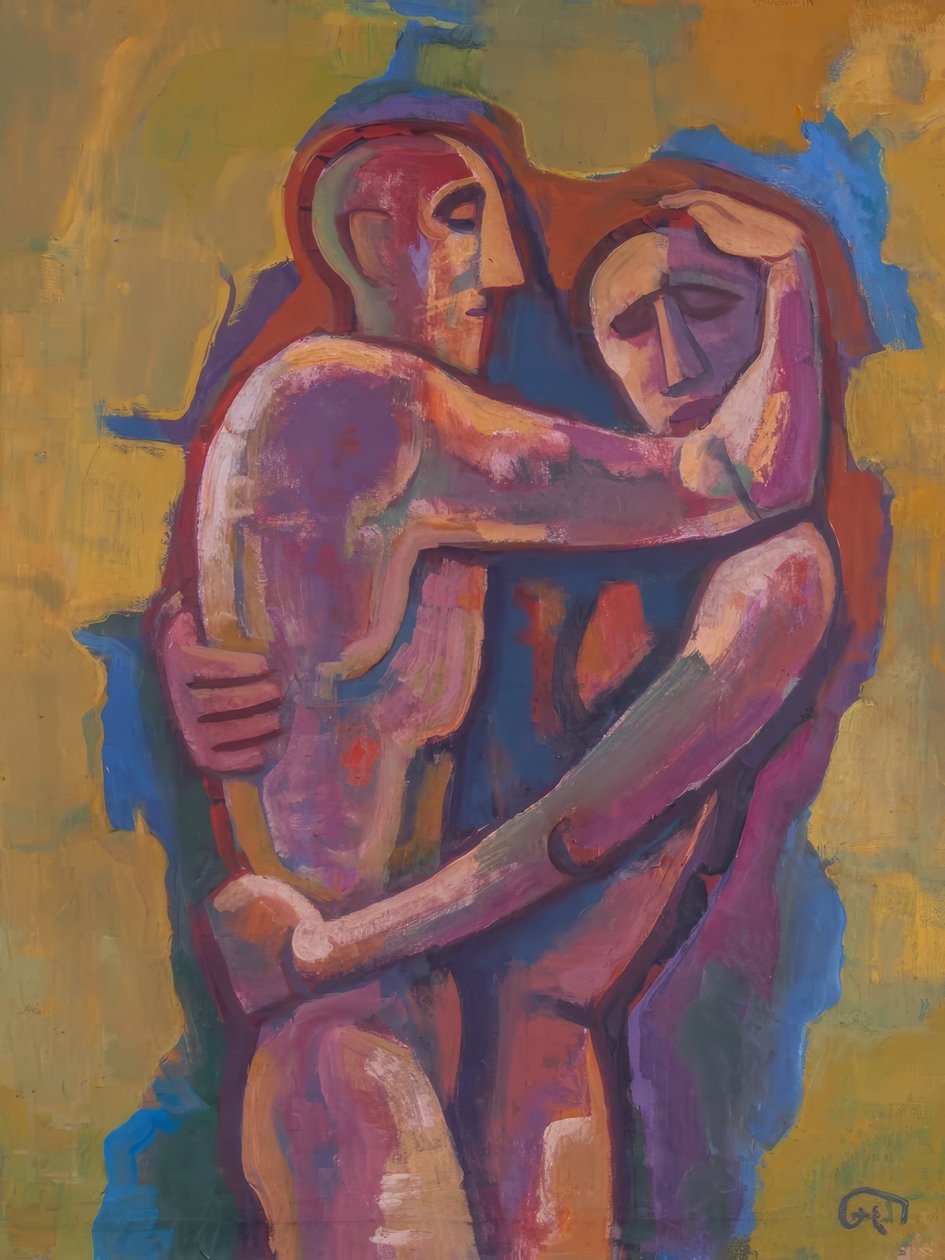 Wrestling Men by Karl Hofer