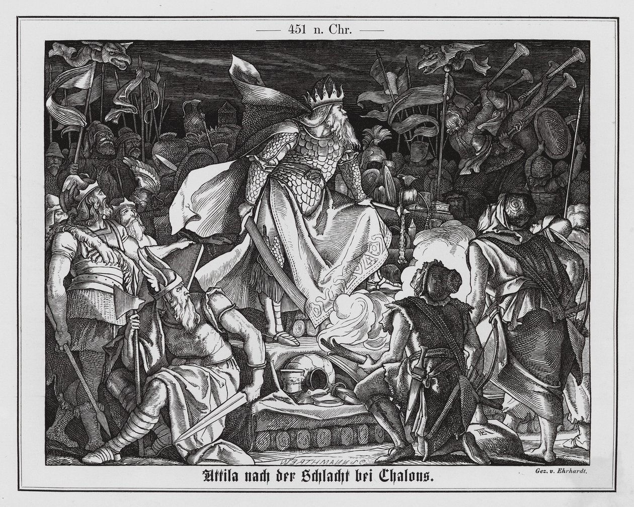 Attila the Hun after the Battle of Chalons, 451 by Karl Ludwig Adolf Ehrhardt