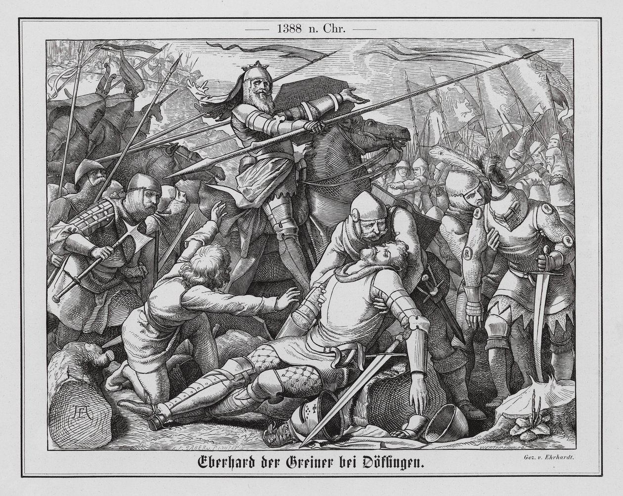 Eberhard II, Count of Wurttemberg, at the Battle of Doffingen by Karl Ludwig Adolf Ehrhardt