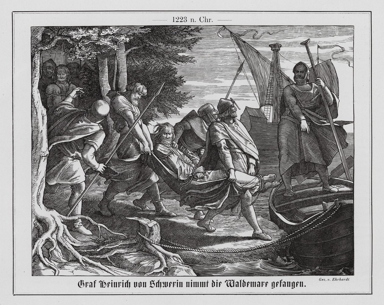 Valdemar II of Denmark taken prisoner by Henry I, Count of Schwerin by Karl Ludwig Adolf Ehrhardt