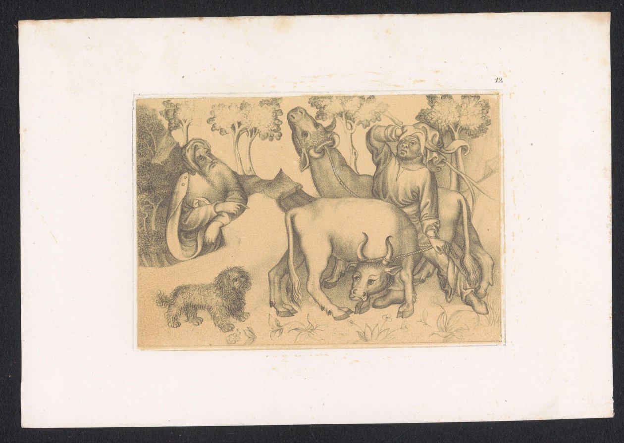 Paul of Thebes Observes Man with Two Oxen by Karl Palzow