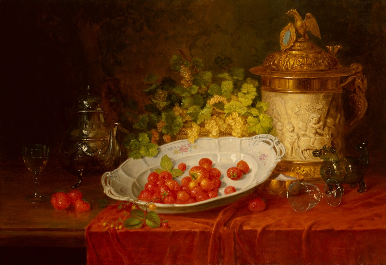 Still Life with Strawberries and Grapes by Karl Thoma Hofele