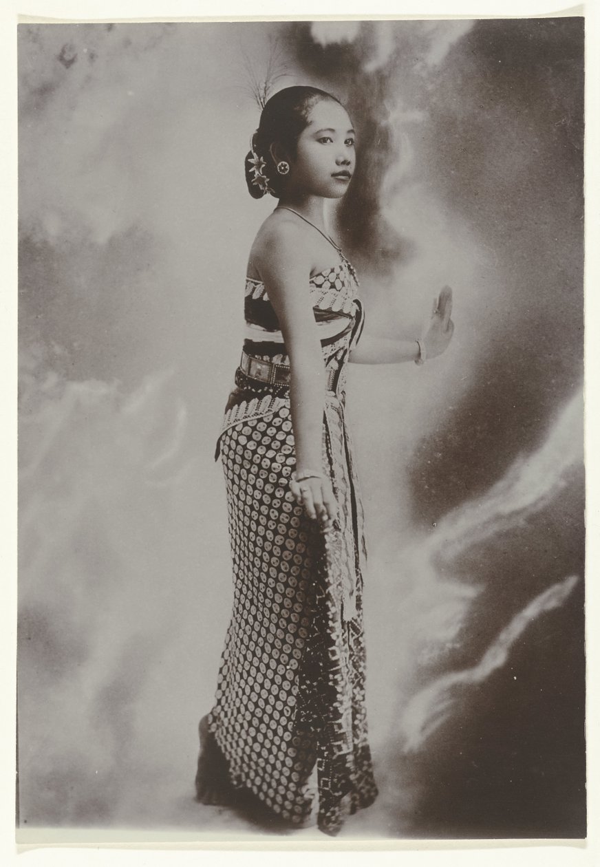 Studio Portrait of a Javanese Dancer with Background Light Effects