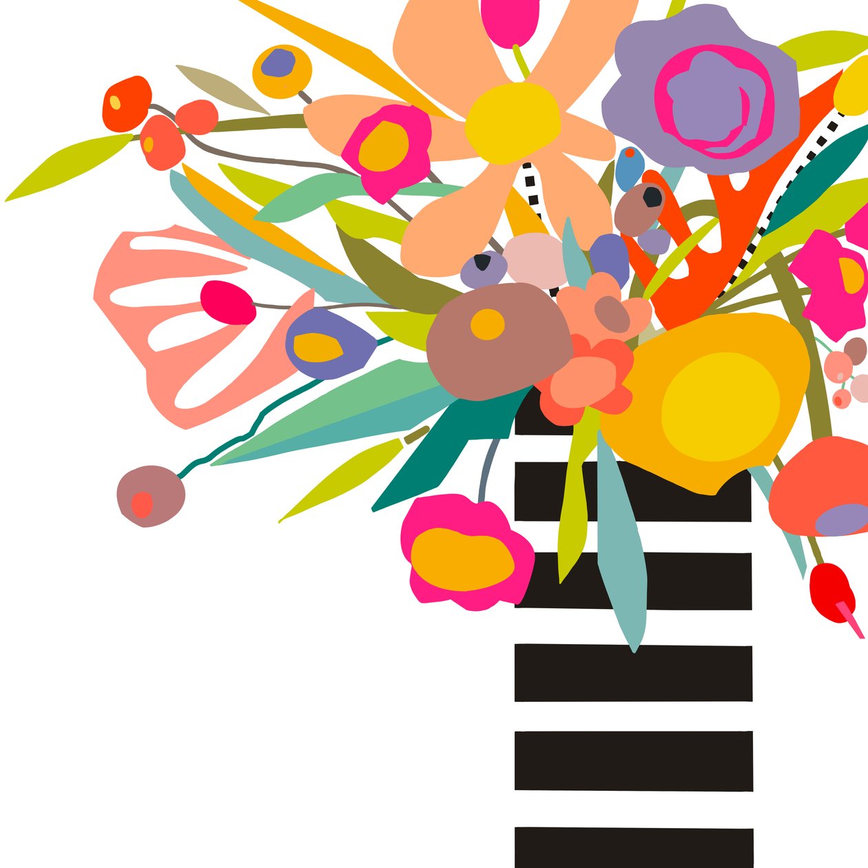 Flowers and Stripes 2, 2024 by Kathy Dunaway