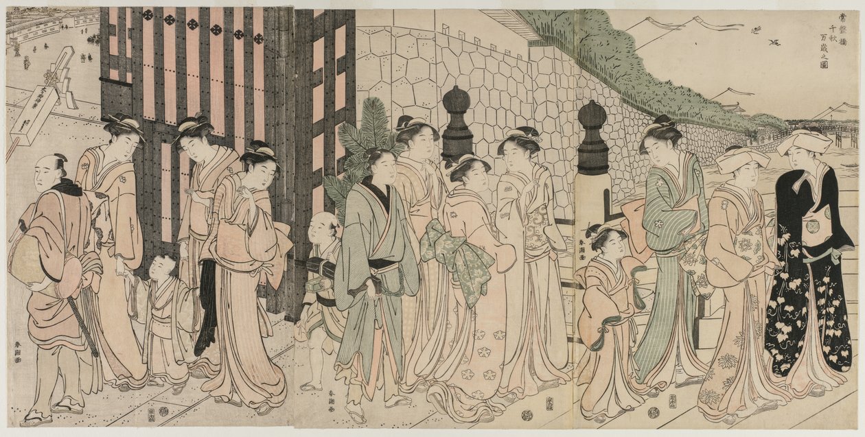A Thousand Autumns, Ten Thousand Years on Tokiwa Bridge by Katsukawa Shuncho