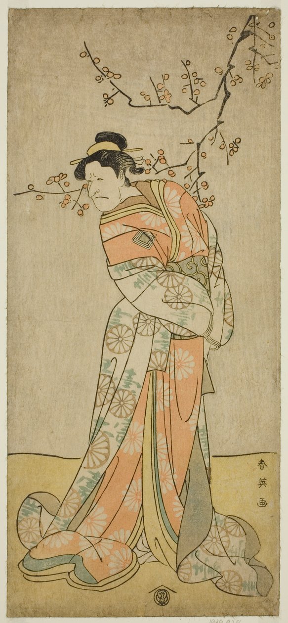 The Actor Ichikawa Ebizo as the Lady-in-Waiting Iwafuji in the Play Gozen-gakari Sumo Soga, Performed at the Kawarazaki Theater in the First Month, 1793 by Katsukawa Shun