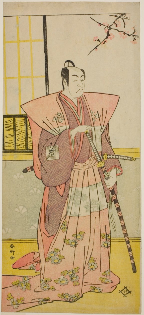 The Actor Ichikawa Omezo I as Koyurugi Motomenosuke in the Play Haru no Nishiki Date-zome Soga, Performed at the Nakamura Theater in the First Month, 1790 by Katsukawa Shunkо̄