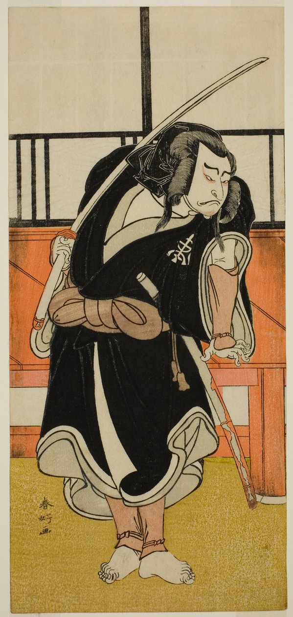 The Actor Nakamura Nakazo I as Aso no Matsuwaka (?) in the Play Iro Moyo Aoyagi Soga (?), Performed at the Nakamura Theater (?) in February, 1775 (?) by Katsukawa Shunkо̄