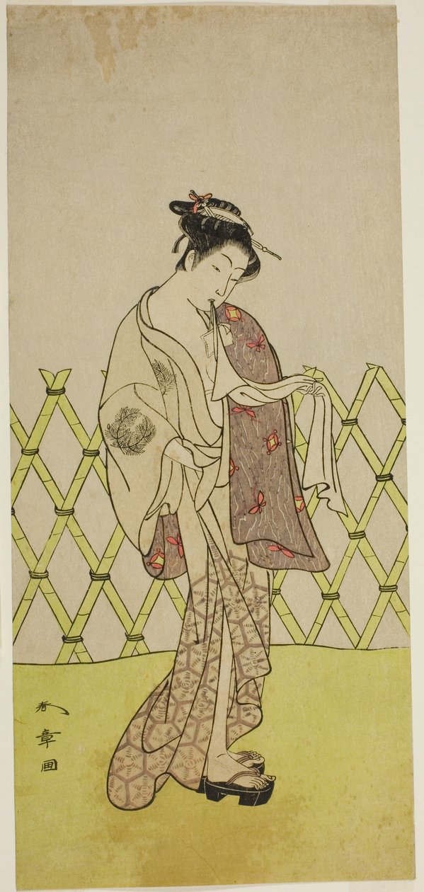 The Actor Nakamura Riko I as Hakata no Kojoro in the Play Shitenno-ji Nobori Kuyo, Performed at the Ichimura Theater in the Eighth Month, 1773 by Katsukawa Shunsho