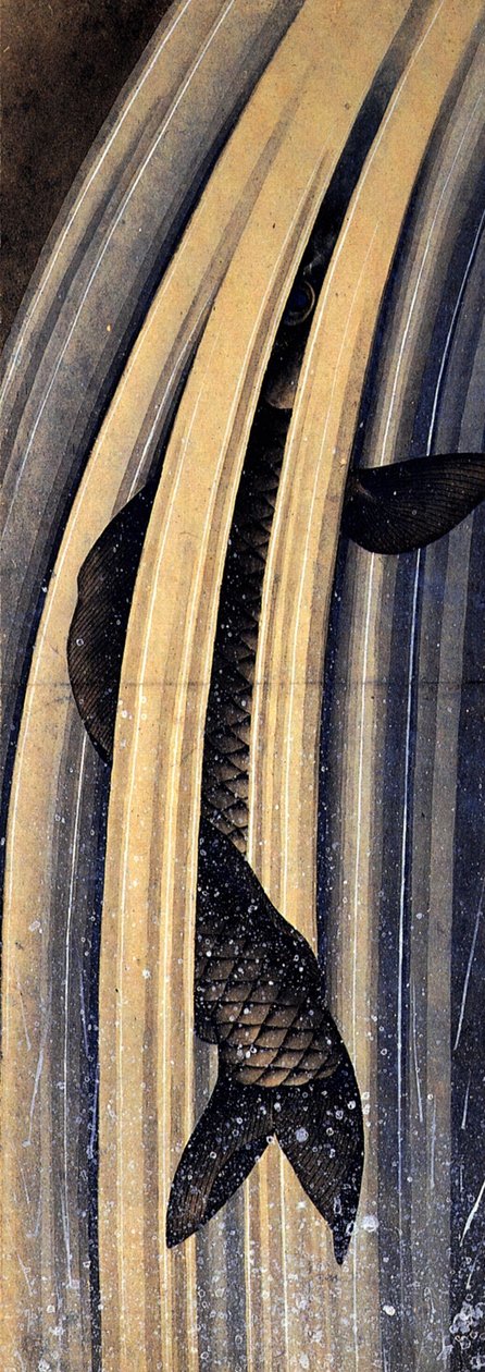 Carp leaping up a cascade by Katsushika Hokusai