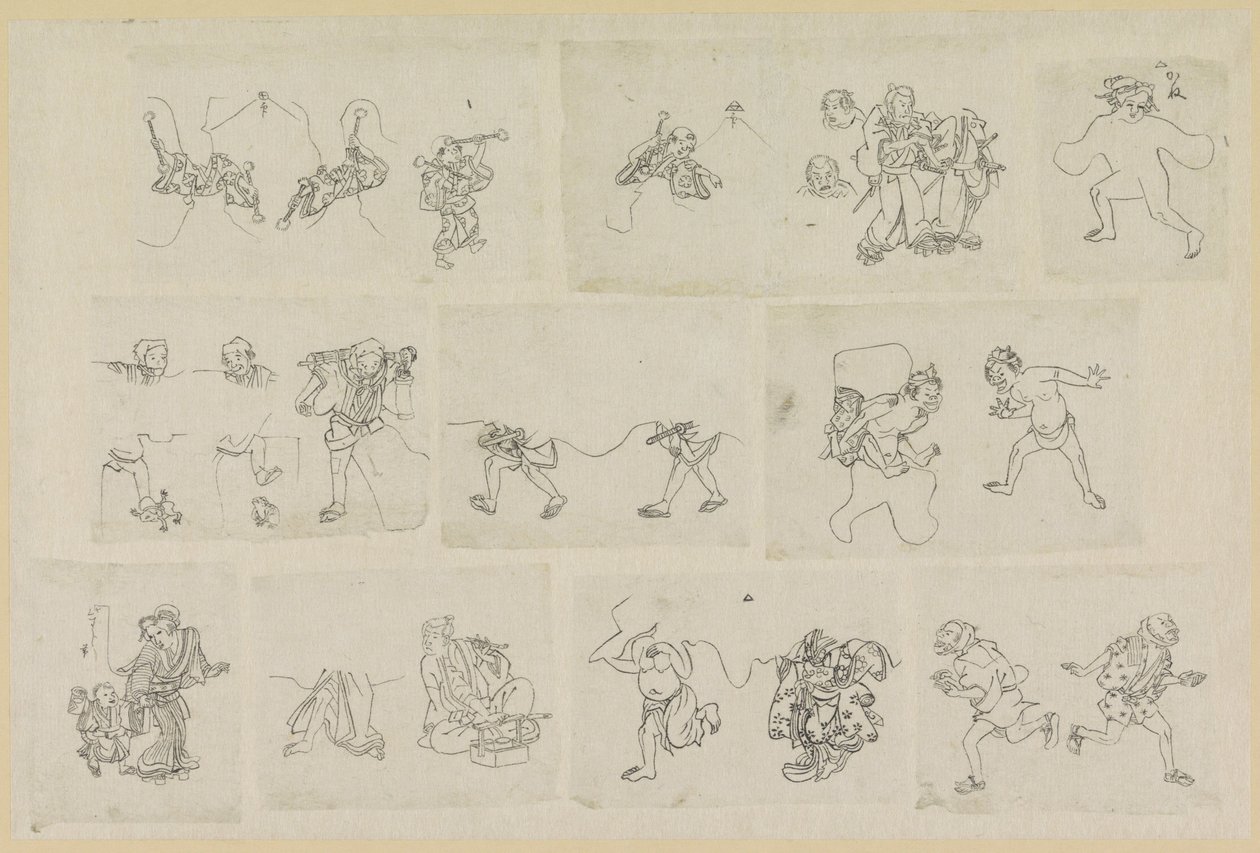 Eleven Different Representations of People by Katsushika Hokusai (possibly)