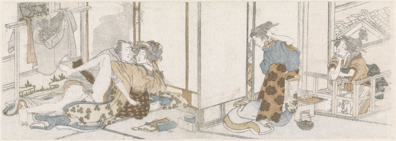 Lovers Spied Upon by Katsushika Hokusai (possibly)