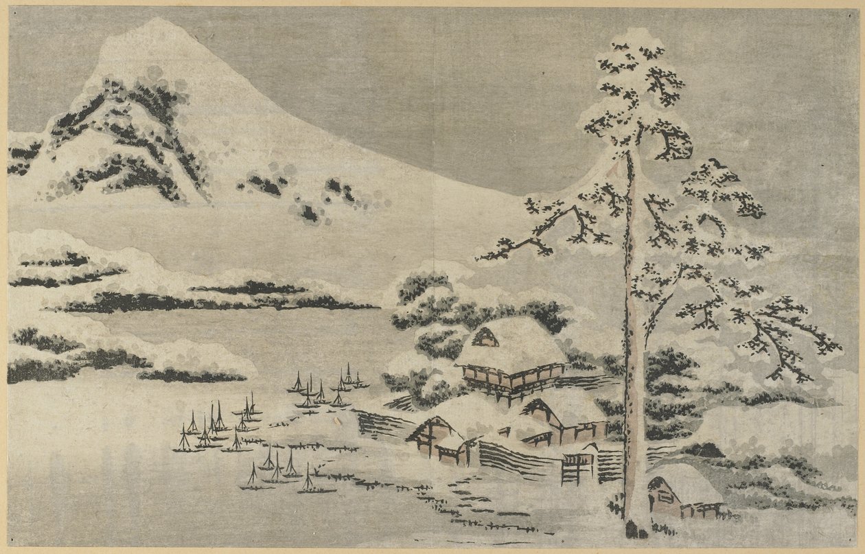 Seaside Village in Snow, 1814 by Katsushika Hokusai