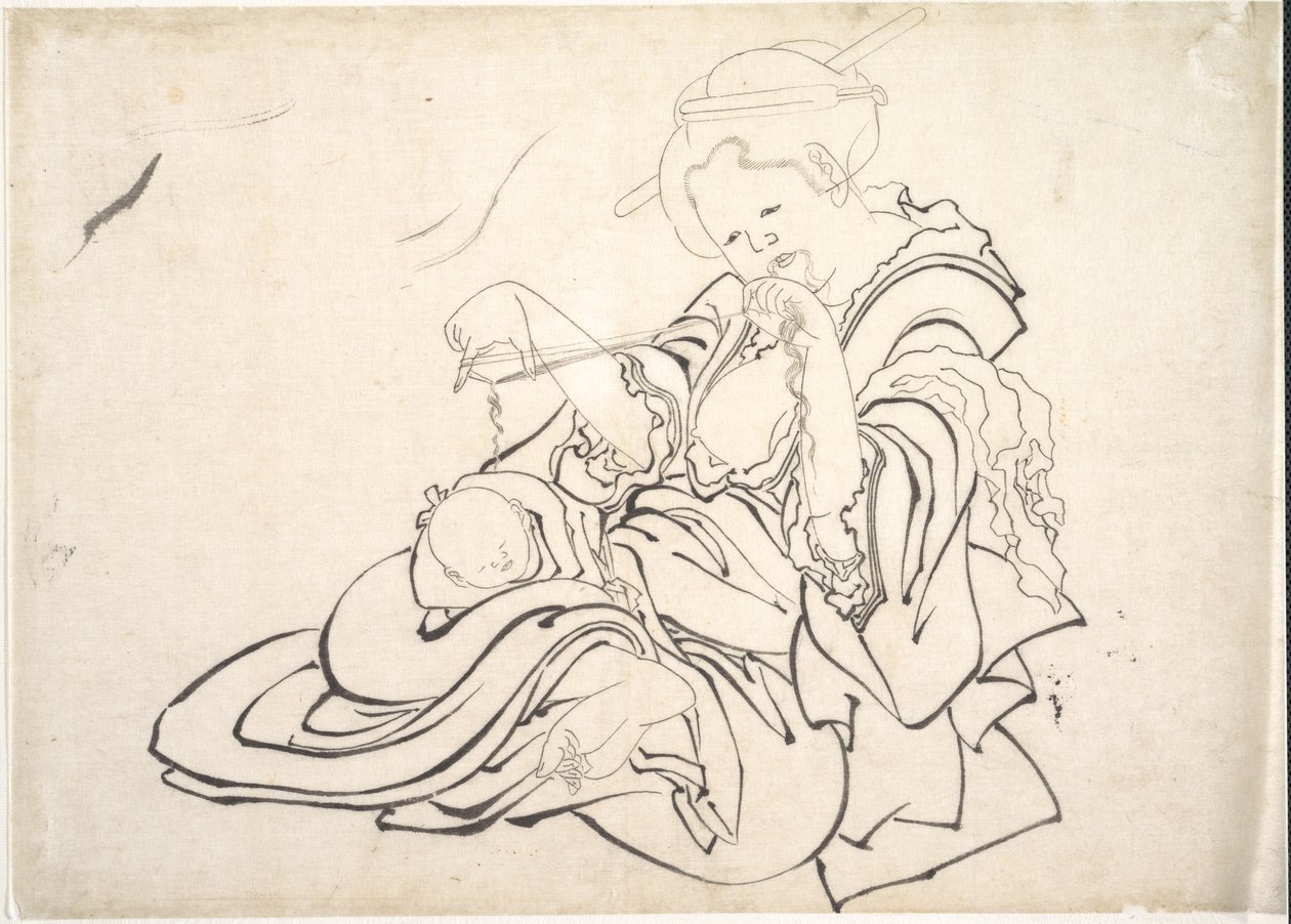 A Woman and Baby by Katsushika Hokusai