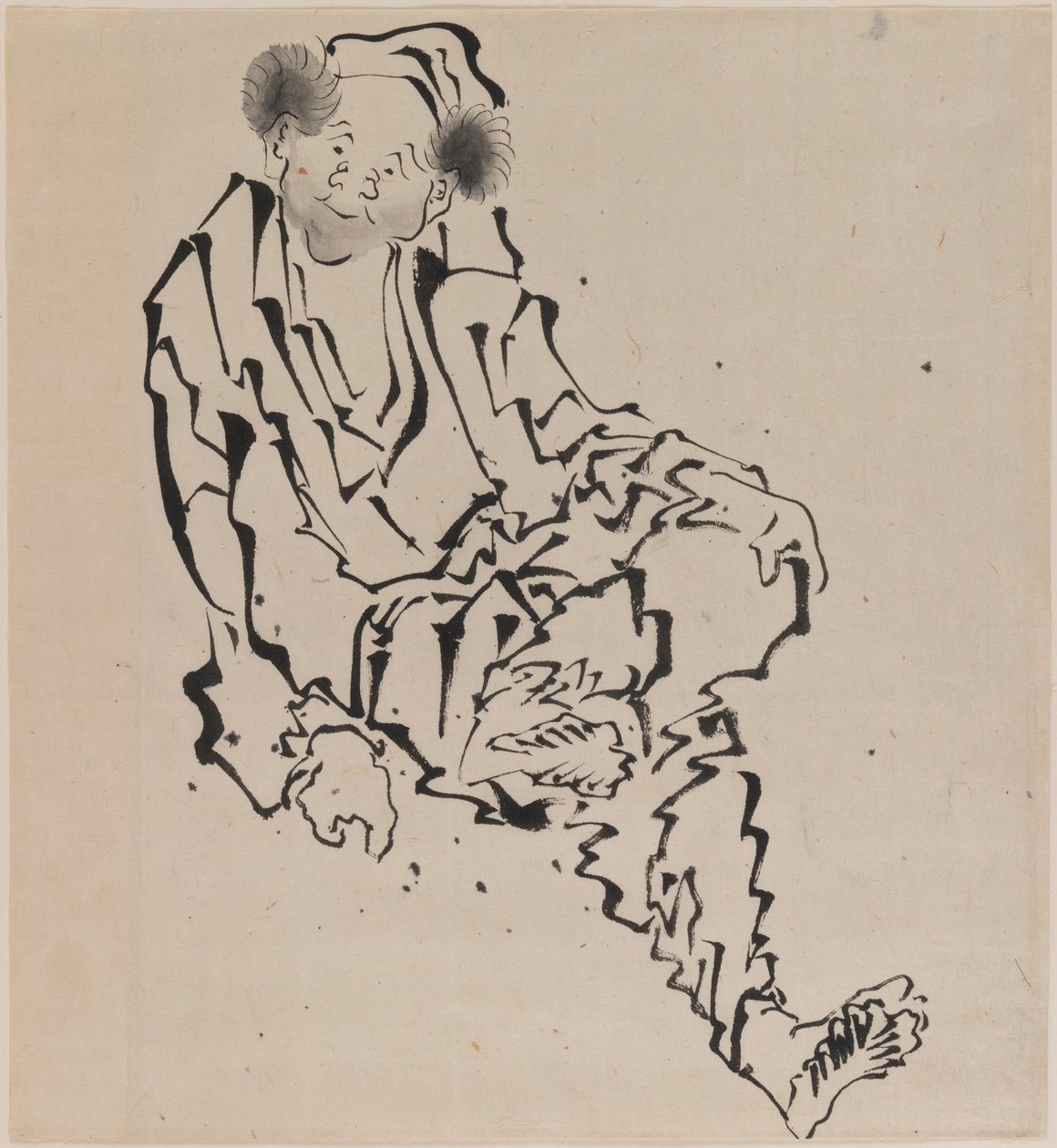 Drawing of a man seated with left leg resting over right knee by Katsushika Hokusai