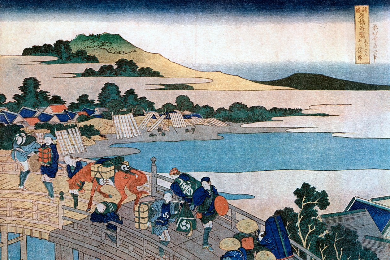 Fukui Bridge, Province of Echizen by Katsushika Hokusai