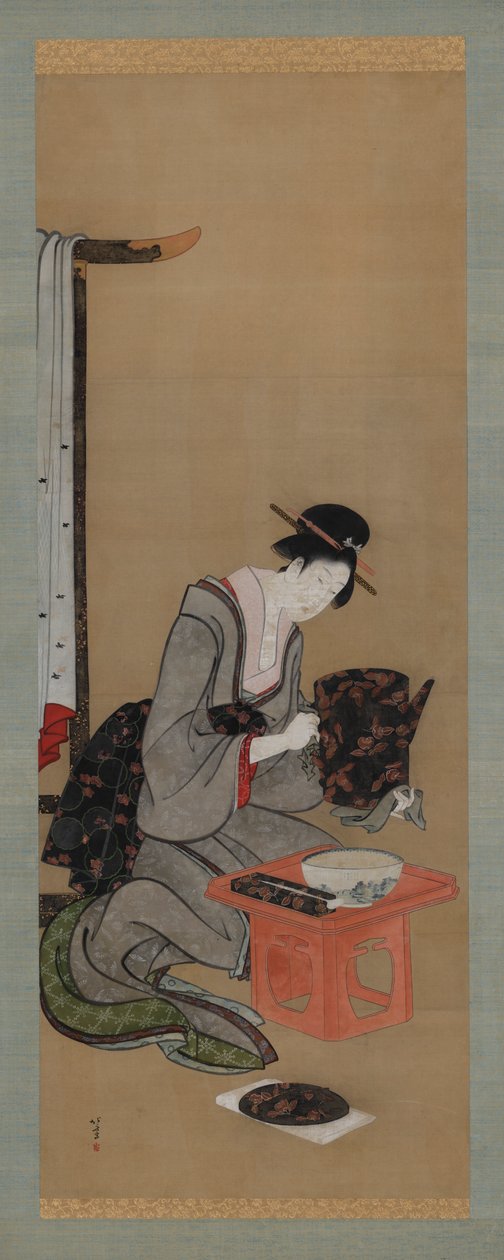 New Year Custom: Makeup on the New Year Morning by Katsushika Hokusai