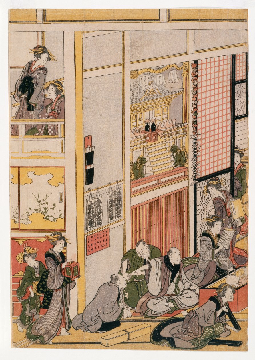 New Years Days of the Teahouse Ogi-ya by Katsushika Hokusai