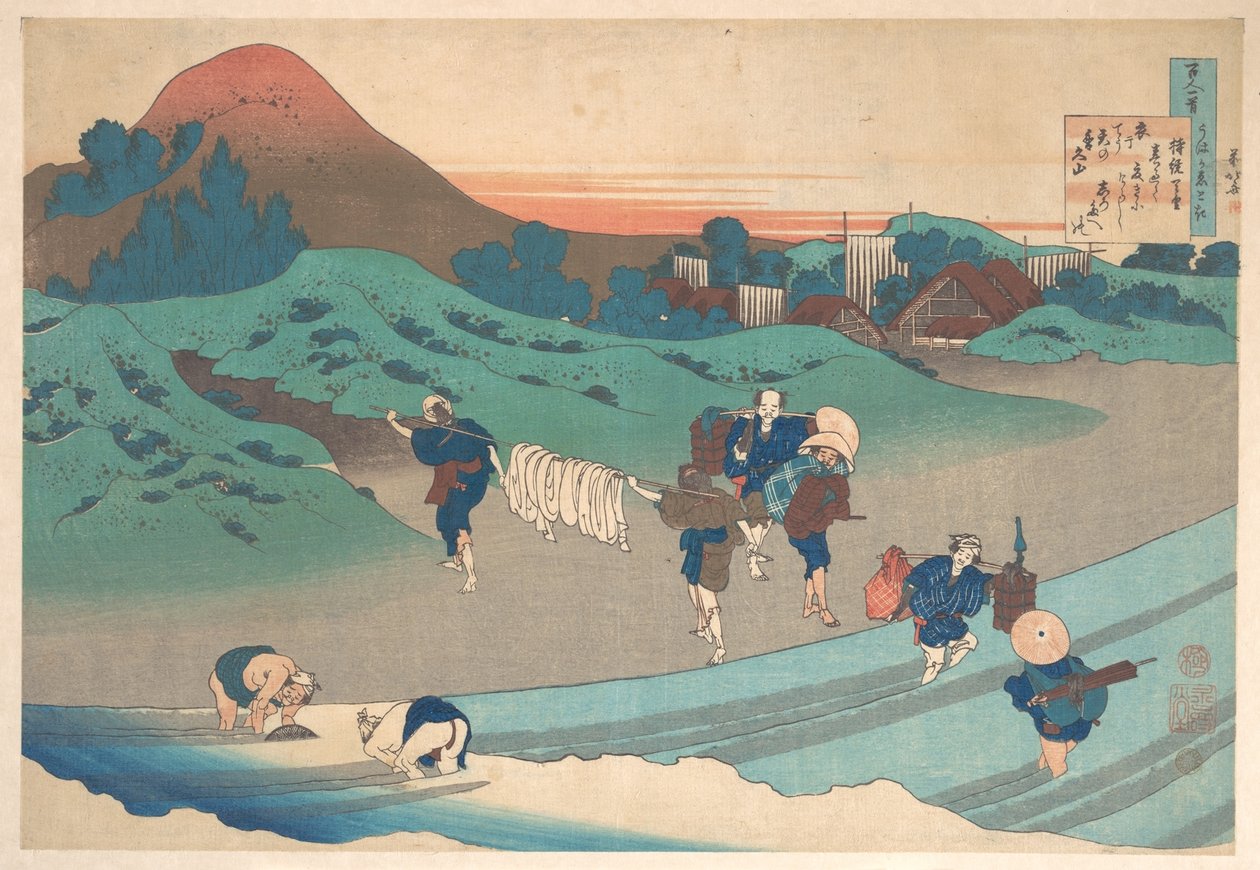Poem by Empress Jitō, from the Series One Hundred Poems Explained by the Nurse by Katsushika Hokusai