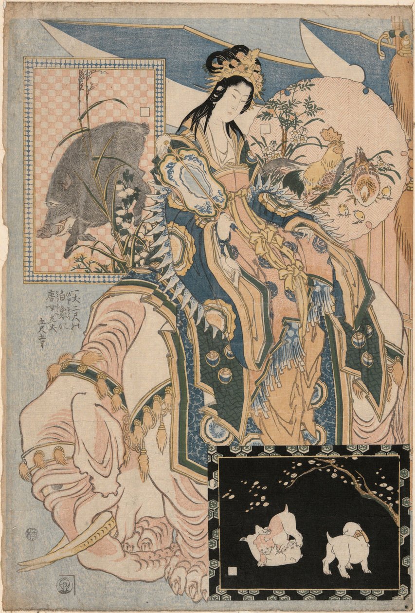 Tang Lady on a White Elephant, from the Series Giant Straw Works for an Amusement-Park Attraction by Katsushika Hokusai