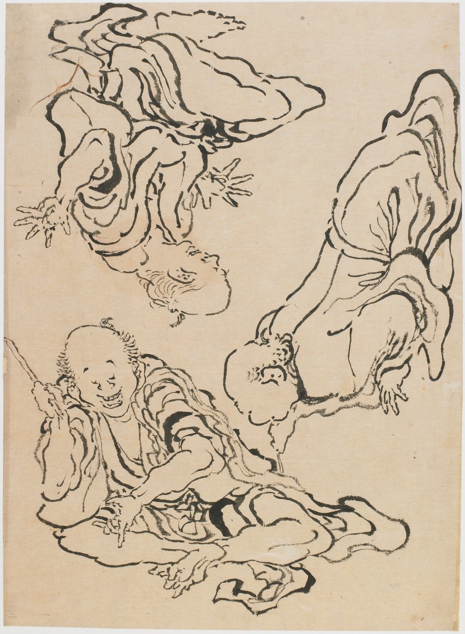 Three Men Gesticulating by Katsushika Hokusai