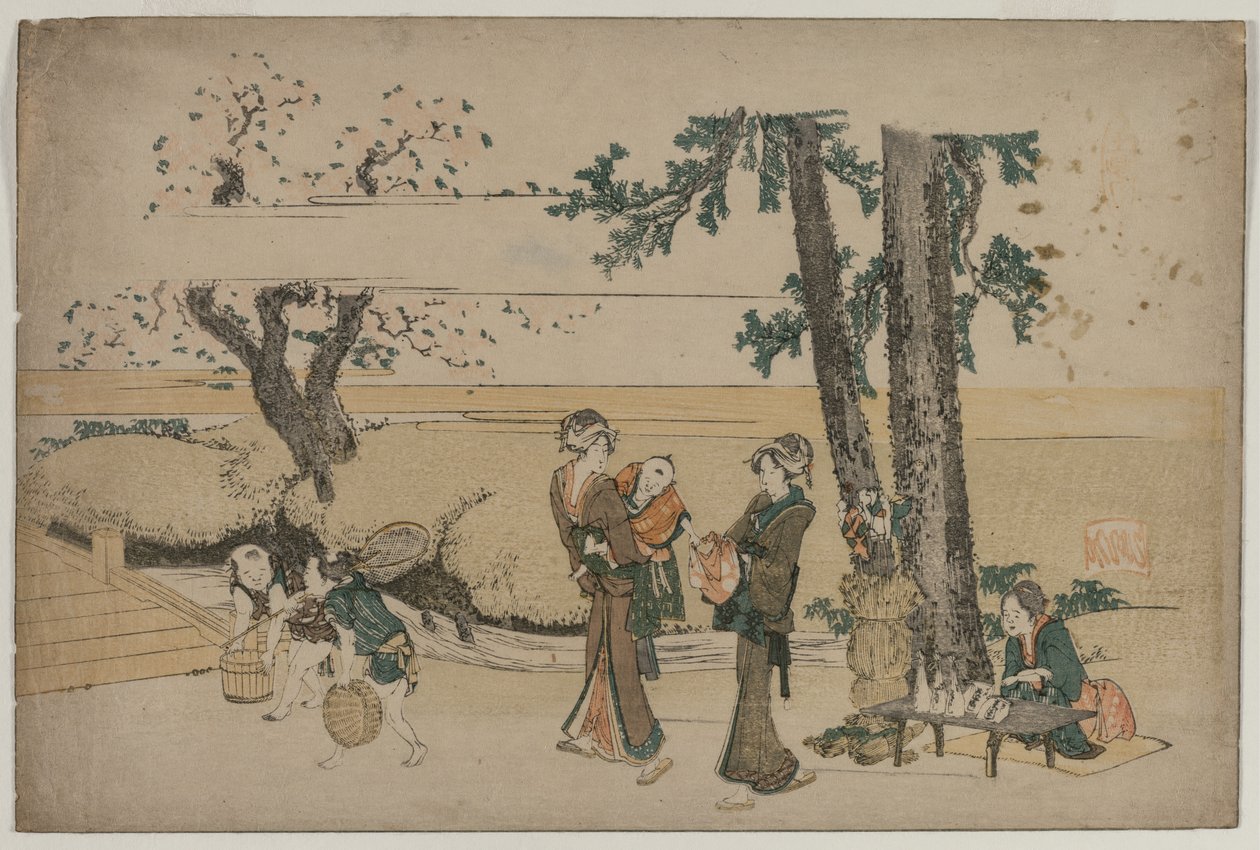 Woman Passing a Roadside Shop Near Oji by Katsushika Hokusai