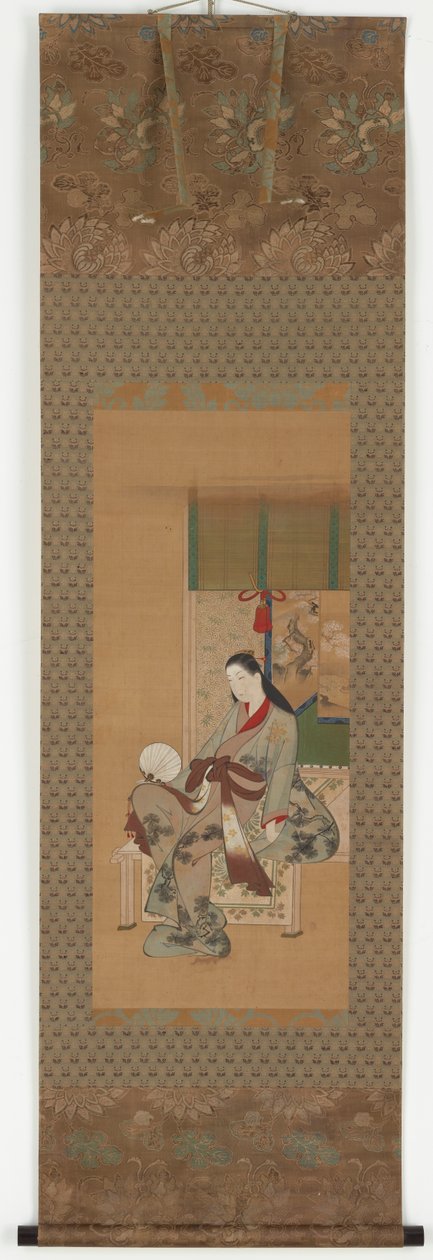 A Girl Sitting on a Verandah, Edo Period, 18th Century by Kawamata Tsuneyuki