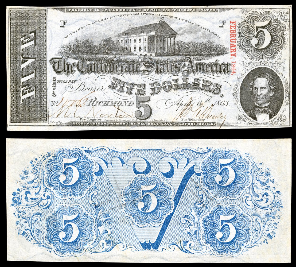 CSA-T60-$5-1863 by Keatinge and Ball