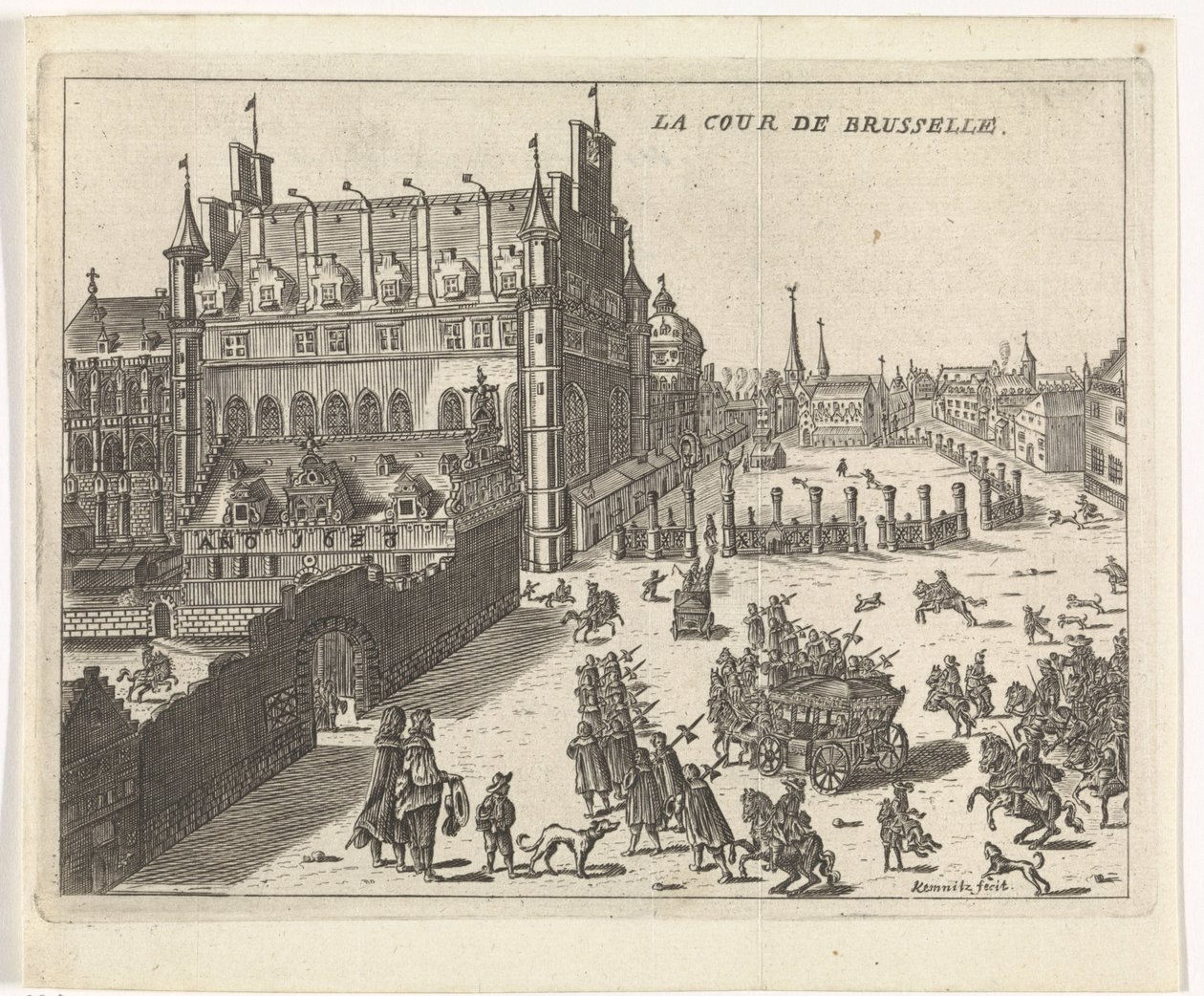 View of the Court of Brussels, 1673 by Kemnitz