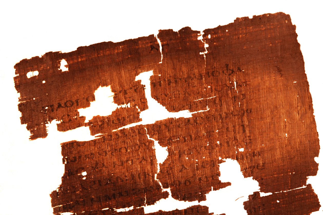 Detail of page of the Gospel of Judas reads 