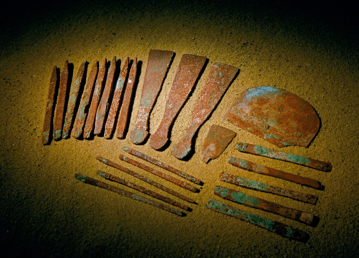 Egypt; Archaeology; Old Kingdom; Saqqara, Tomb of Qar, Qar, Physician, copper, tools by Kenneth Garrett